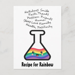 Recept om je eigen regenboog in een bekerglas te m briefkaart