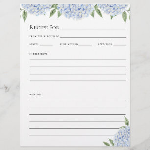 Recept Volledige Pagina Blad voor Binder, Blauwe H Flyer