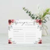 Recept voor de bruid om rode wijn bloemen informatiekaartje (Staand voorkant)