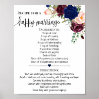 Recept voor gelukkig huwelijk bruiloftsshower navy