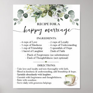Recept voor Gelukkig Huwelijk Matcha Trouwcadeau Poster