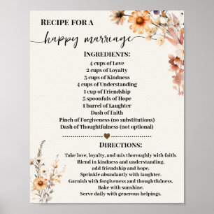 Recept voor Happy Marriage Autumn Wildflowers Poster