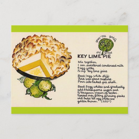 Recept voor Key Lime Pie Briefkaart (Voorkant)