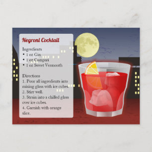 Recept voor Negroni-cocktail Briefkaart