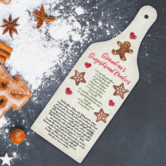 Recept voor oma's kerstkoekjes in het rood en groe snijplank