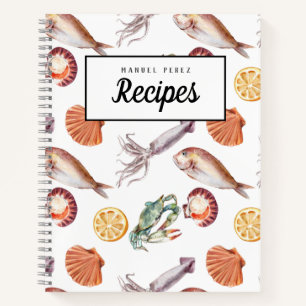 recept voor verse inktvis en zeevruchten notitieboek