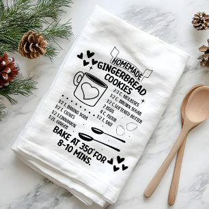 Recept voor zelfgemaakte gemberkoekjes Kerstcadeau Theedoek