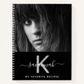 Recepten aangepaste foto zwart wit monogram notitieboek (Voorkant)