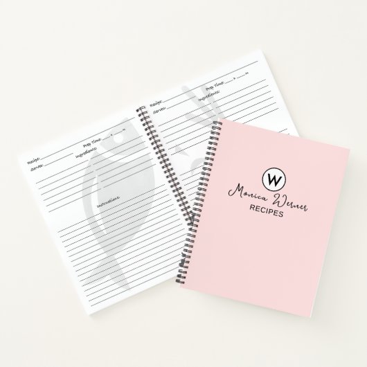 Recepten Binnen Papierontwerp Blush Roze Notitieboek (Binnen)