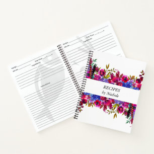 Recepten Bright Bold Flowers  Gepersonaliseerd Notitieboek