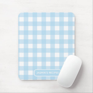 Recepten Gingham Patroon Lichtblauw en Wit Muismat