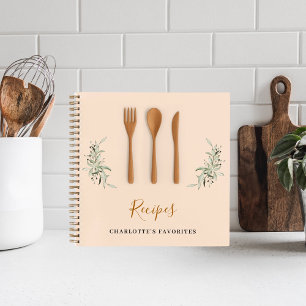 Recepten houten keukengerei groen kookboek notitieboek