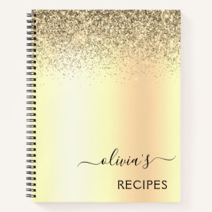 Recepten Kookboek Gouden Glitter Monogram Notitieboek