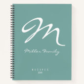Recepten monogram Dusty Blue Notitieboek (Voorkant)