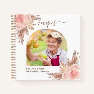 Recepten pampas gras roze bloemen familie foto notitieboek