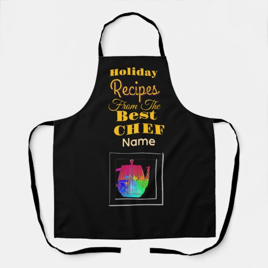 Recepten van de beste chef koffiepot zwart schort (Voorkant)