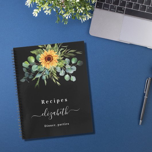 Recepten zonnebloem eucalyptus groen zwart naam notitieboek