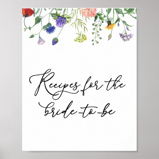 Receptenbord met wilde bloemen en zoemende bijen poster (Voorkant)