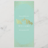 RECEPTIE DINER MENU mini gouden confetti mint (Voorkant)