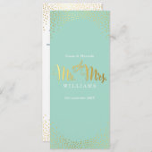 RECEPTIE DINER MENU mini gouden confetti mint (Voorkant / Achterkant)