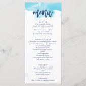 RECEPTIE TROUWMENU stijlvolle aqua waterverf Menu (Voorkant)