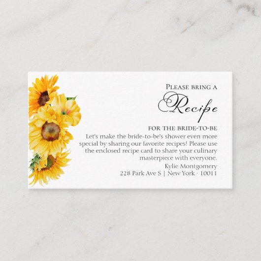 Receptieaanvraag | Zonnebloem Herfst Vrijgezellenf Informatiekaartje (Voorkant)