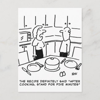Receptinstructies gevolgd tijdens koken in een keu briefkaart