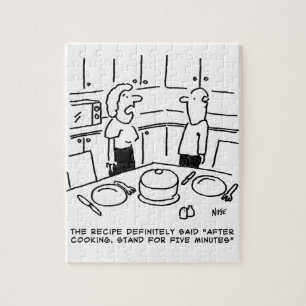 Receptinstructies gevolgd tijdens koken in een keu legpuzzel