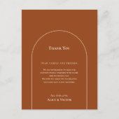 Réception Boho Terracotta Simple Carte de remercie (Devant)