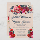 Réception d'accueil florale bohème Invitation (Devant / Derrière)