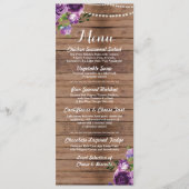 Réception de mariage au menu violet Fleurs en bois (Devant)