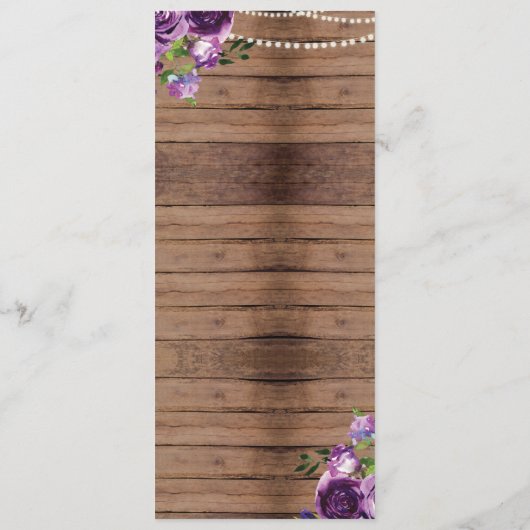 Réception de mariage au menu violet Fleurs en bois (Dos)