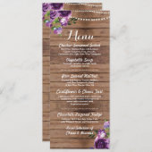 Réception de mariage au menu violet Fleurs en bois (Devant / Derrière)