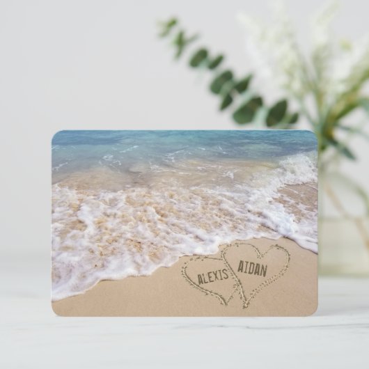 Réception de mariage Coeurs de plage Invitation (Debout devant)