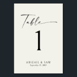 Réception de mariage crème Numéro de table minimal<br><div class="desc">Carte de table de Mariage de crème mimaliste.</div>