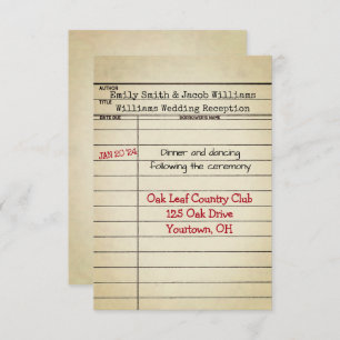 Réception de mariage de la carte de bibliothèque r