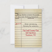 Réception de mariage de la carte de bibliothèque r (Devant)