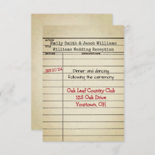 Réception de mariage de la carte de bibliothèque r