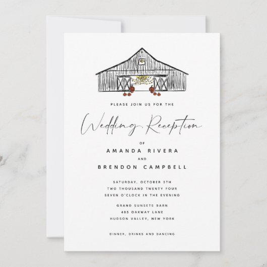 Réception de mariage de l'aube Invitation du PVRS (Devant)