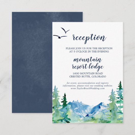Réception de mariage de montagne Rocky Carte d'ins (Devant / Derrière)