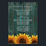 Réception de mariage de tournesol   Cartes d'héber<br><div class="desc">Barne en bois turquoise tendu   Sunflower Wedding Réception   Cartes d'hébergement - incluez ces cartes d'information pour informer vos invités de l'emplacement de votre réception,  du calendrier de la réception et des informations de l'hôtel pour faciliter la planification.</div>