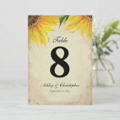Réception de mariage de tournesol Numéro de table  (Debout devant)