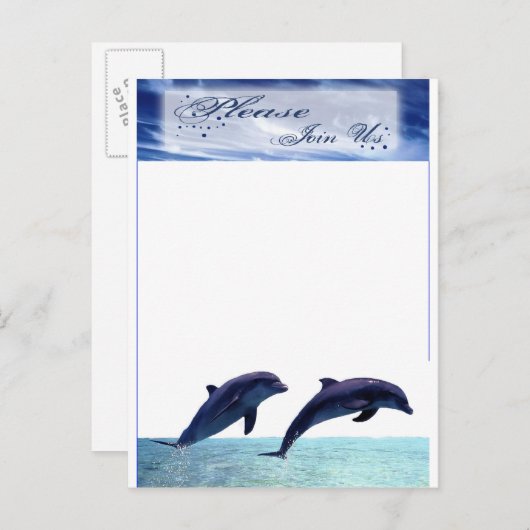 Réception de mariage Dolphin Faire-part de mariage (Devant / Derrière)
