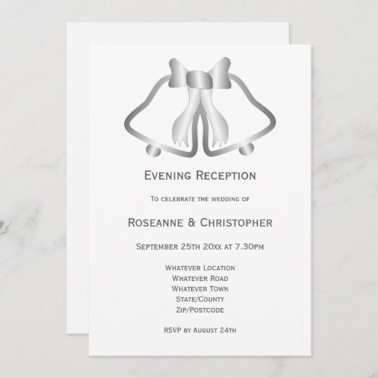 Réception de mariage en argent Invitation cloches (Devant / Derrière)