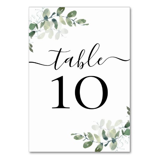 Réception de mariage Eucalyptus Numéro de table (Dos)