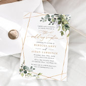 Réception de mariage Gold Green moderne Invitation
