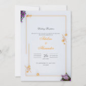 Réception de mariage Gold moderne Invitation (Devant)