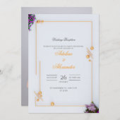Réception de mariage Gold moderne Invitation (Devant / Derrière)