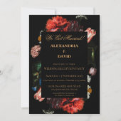 Réception de mariage Invitation Floral noir (Devant)
