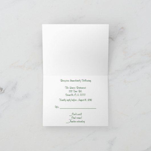 Réception de mariage Junco Carte RSVP (Intérieur)